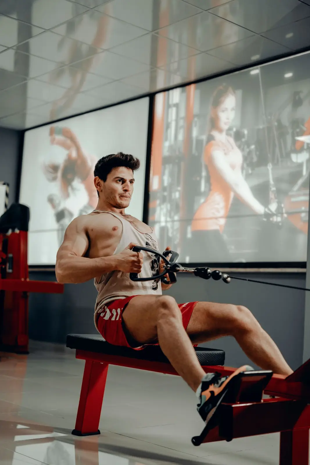 Athlete performing a cable row